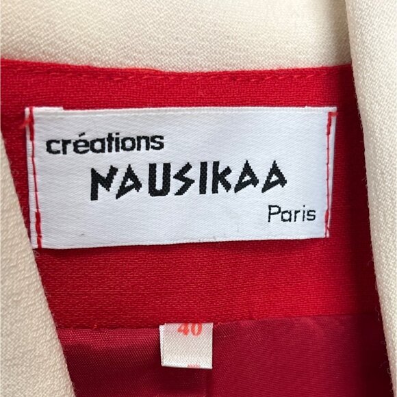 Vintage Nausikaa Paris Wool Red Blazer Skirt Women's Office Set Sz 40 (US 9) - Picture 7 of 13